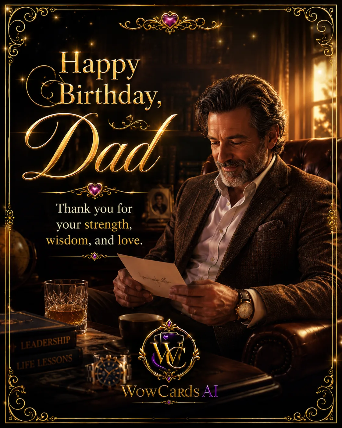 Custom AI card example: Happy Birthday, Dad, Birthday