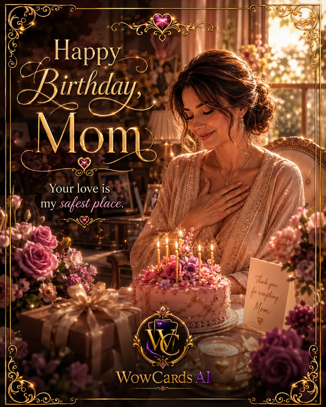 Custom AI card example: Happy Birthday, Mom, Birthday
