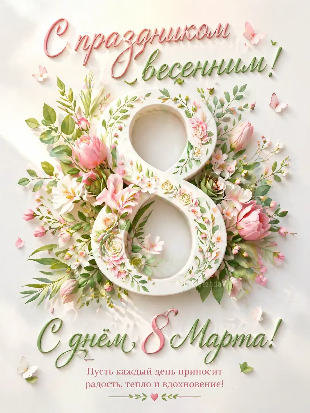 Персональная весенняя AI-открытка со словами благодарности